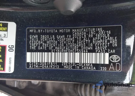 2017 Toyota Corolla Le из США, поврежденный, VIN 2T1BURHE0HC755944